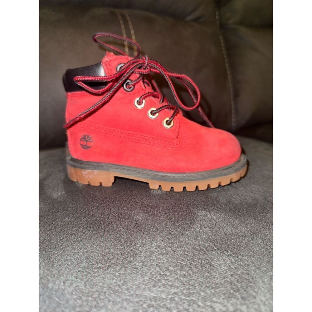 ✅TIMBERLAND TODDLER X NBA CHICAGO BULLS CLASSIC PREMIUM BOOTS RED NUBUCK
